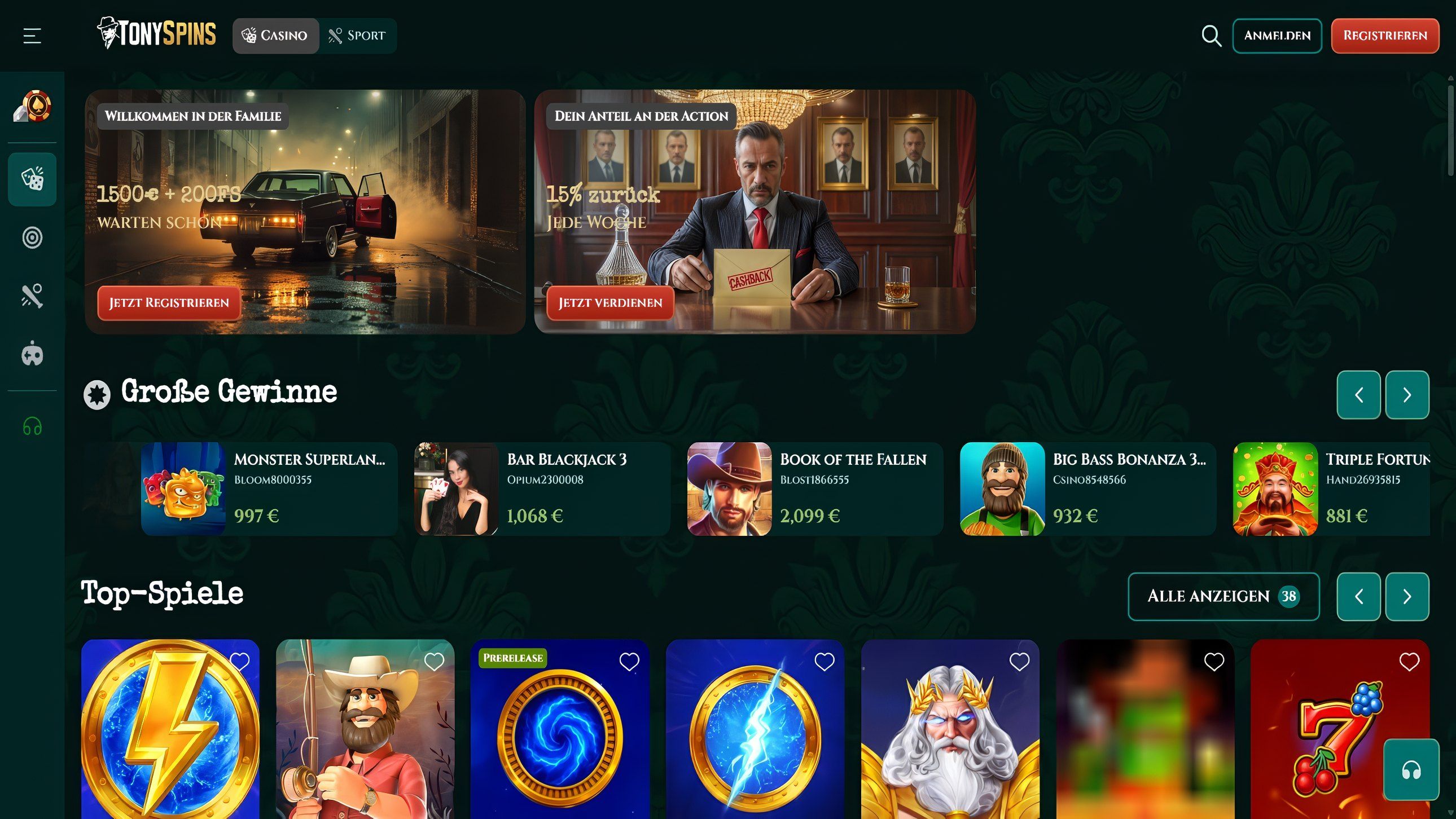 Tonyspins desktop screenshot 1